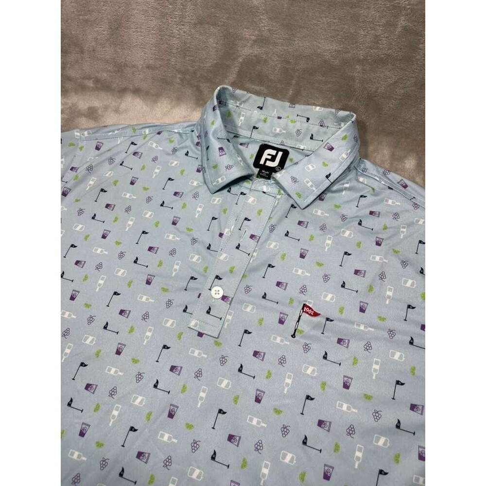 FootJoy Golf Polo Shirt Men Large Light Blue Short Sleeve Performance Outdoor